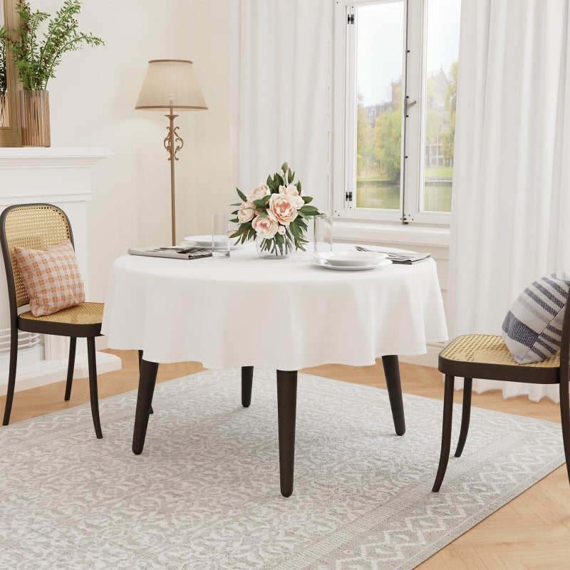 GFCC 72 Inch Round Tablecloth - Round Polyester Tablecloth Round Table Cover Table Cloth for Event Wedding Birthday Party Banquet Restaurant, White - Image 1